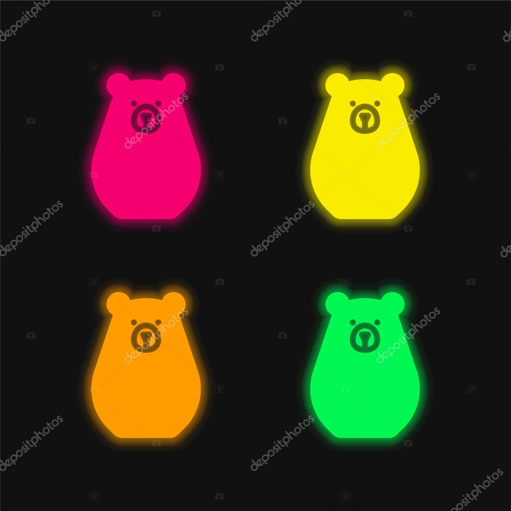 Bearbot four color glowing neon vector icon