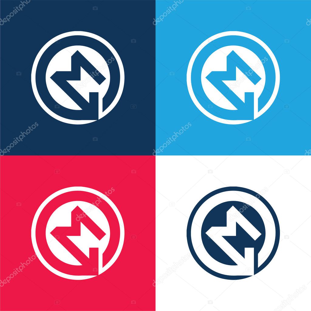 BKV Metro Logo blue and red four color minimal icon set