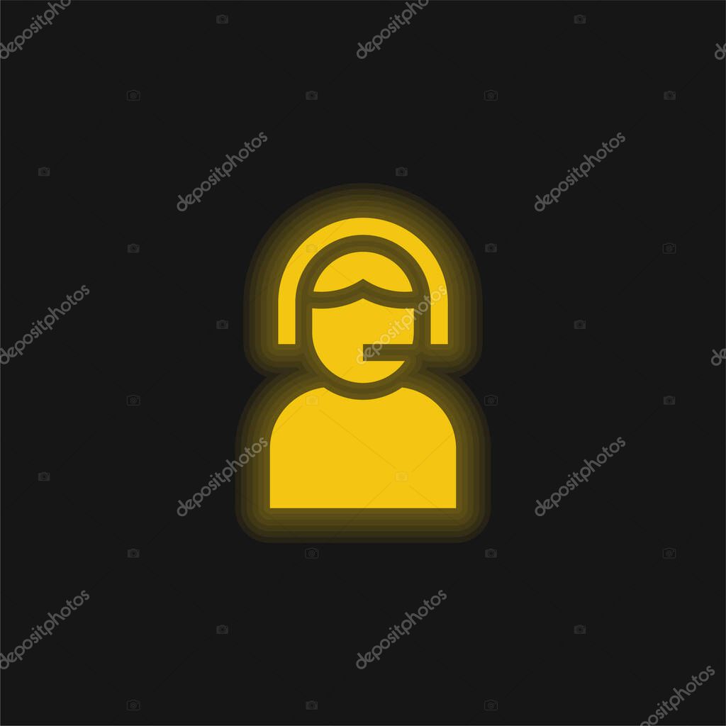 Assistance yellow glowing neon icon