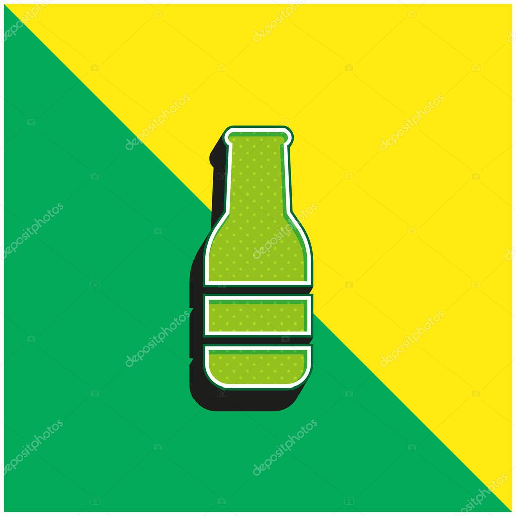 Beer Bottle Green and yellow modern 3d vector icon logo