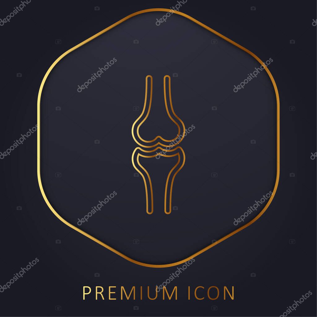 Ball Of The Knee golden line premium logo or icon