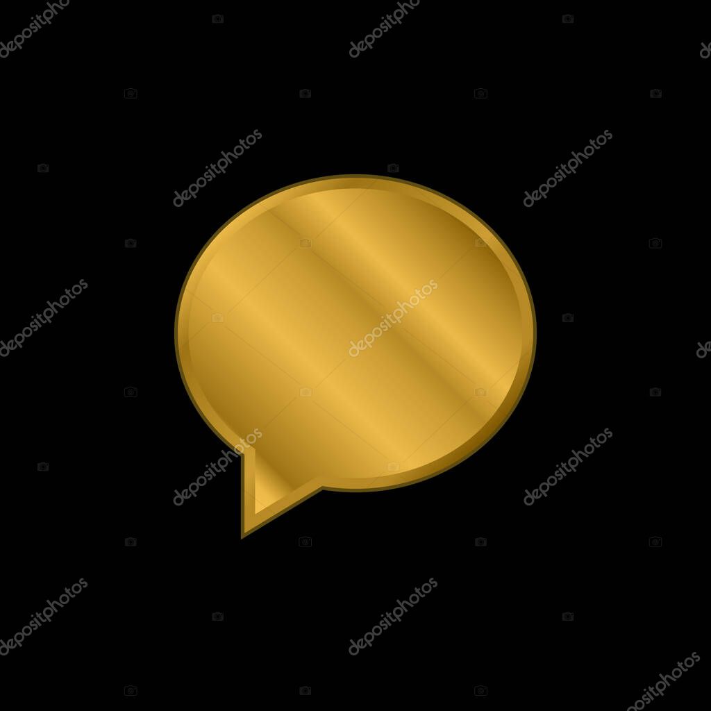 Black Oval Speech Bubble gold plated metalic icon or logo vector