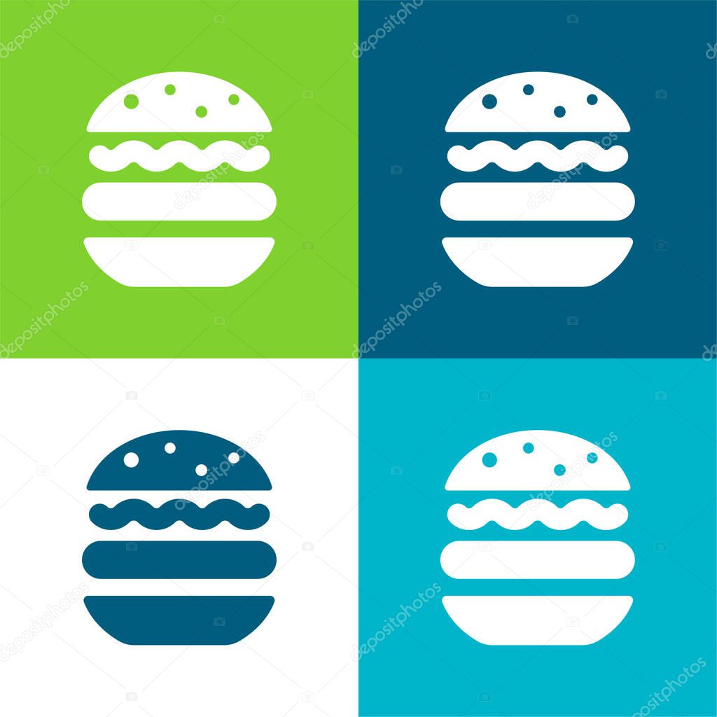 Big Hamburger Flat four color minimal icon set