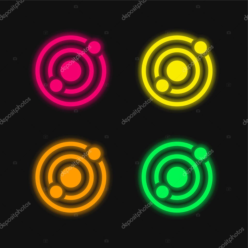 Astronomy four color glowing neon vector icon