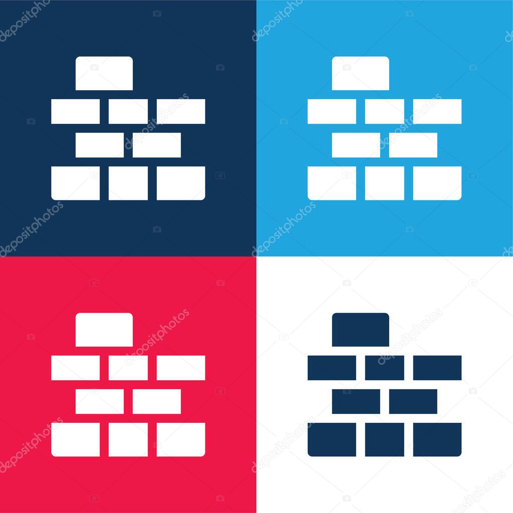 Brick Wall blue and red four color minimal icon set