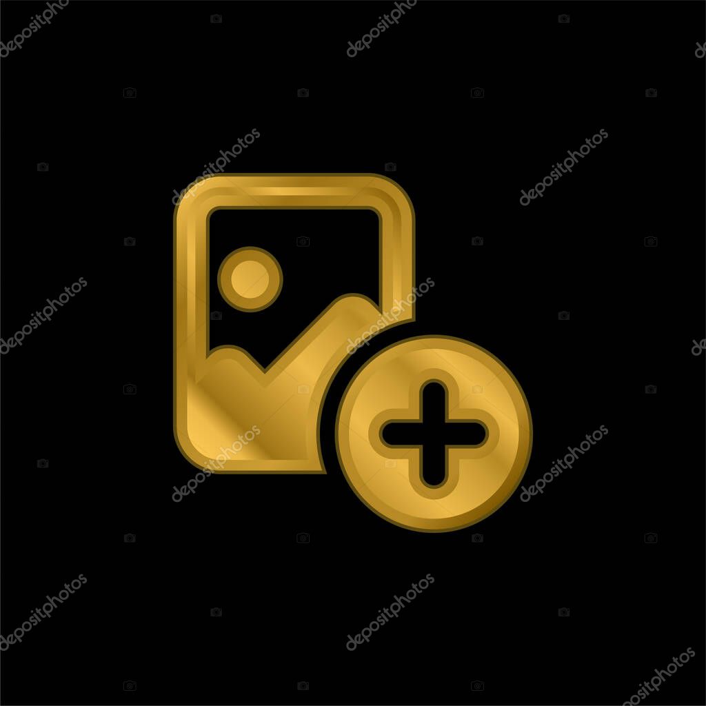 Add gold plated metalic icon or logo vector