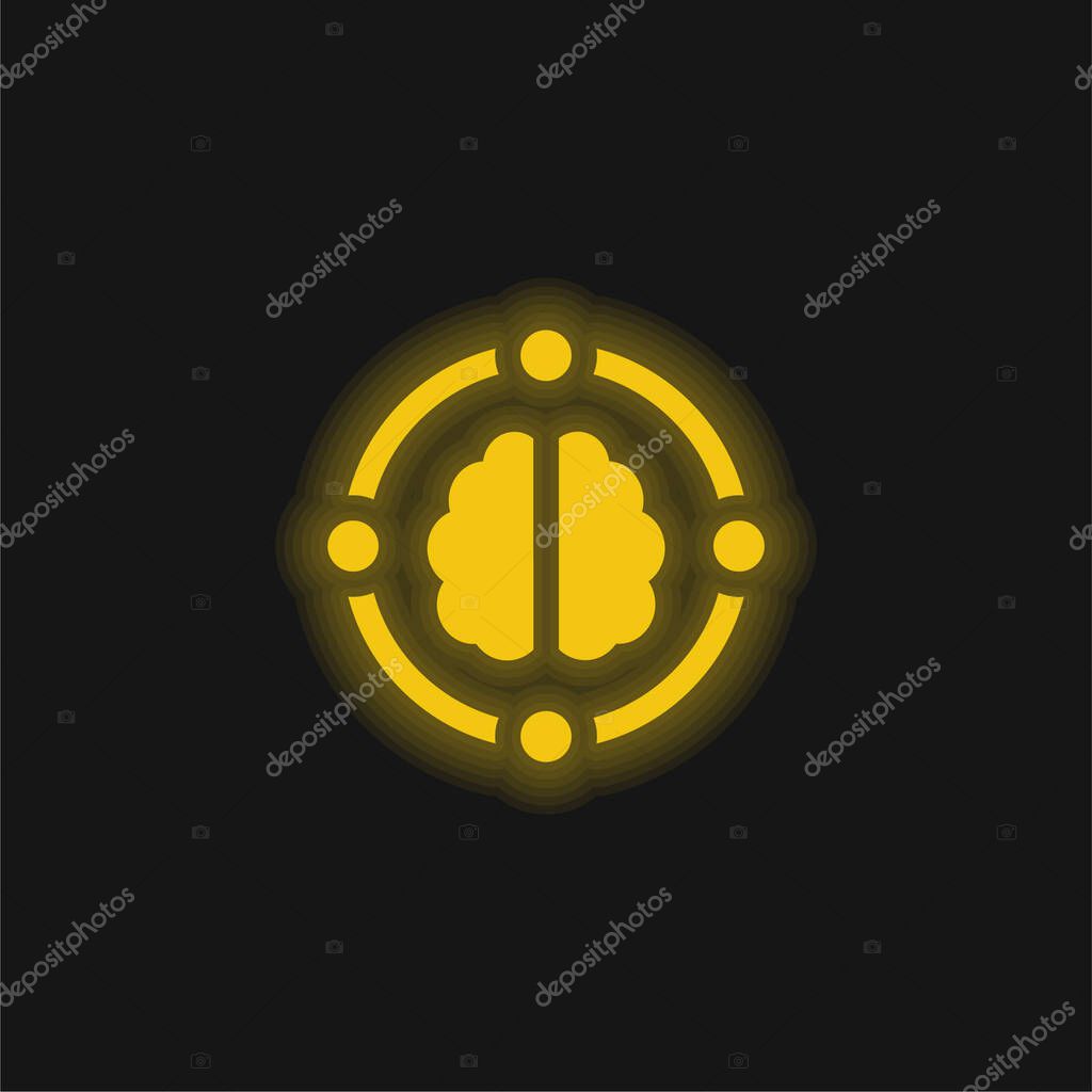 AI yellow glowing neon icon