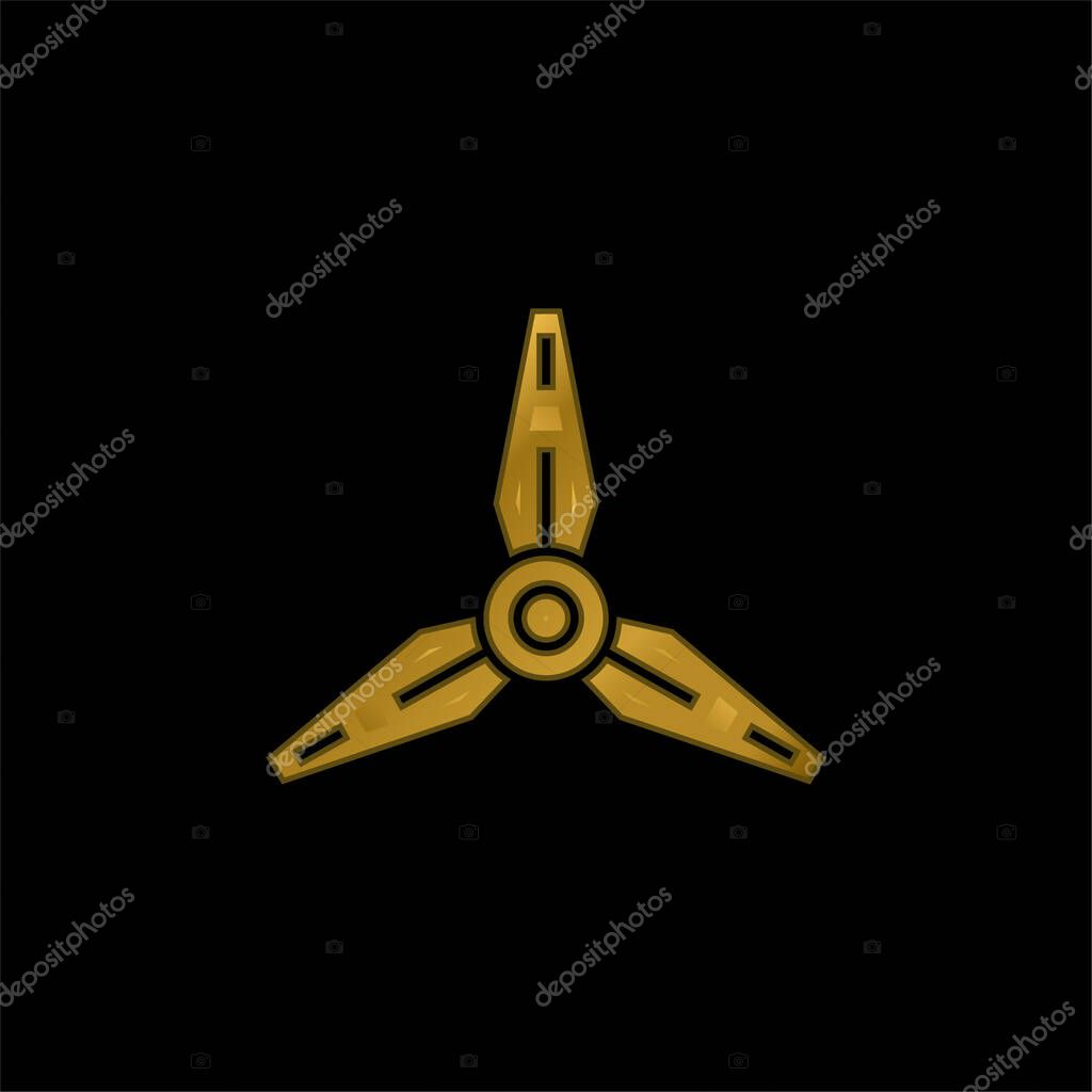 Blades gold plated metalic icon or logo vector