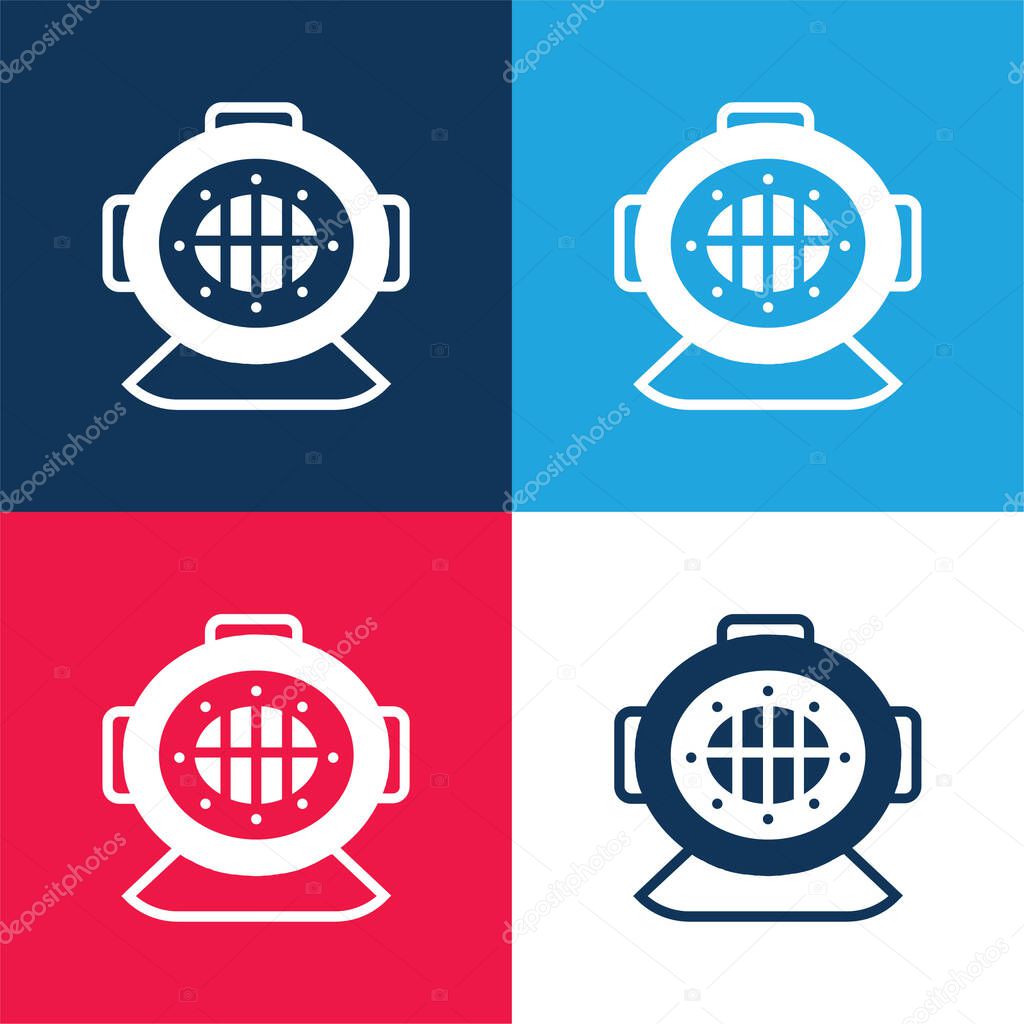 Aqualung blue and red four color minimal icon set