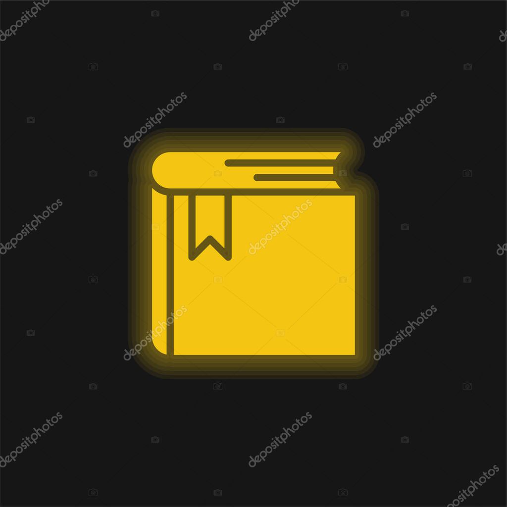Book yellow glowing neon icon