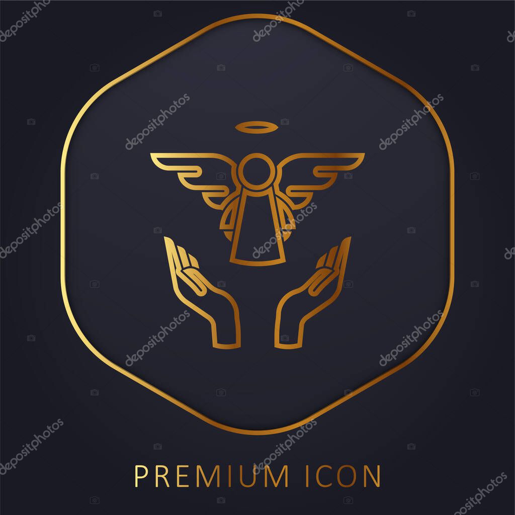 Angel golden line premium logo or icon