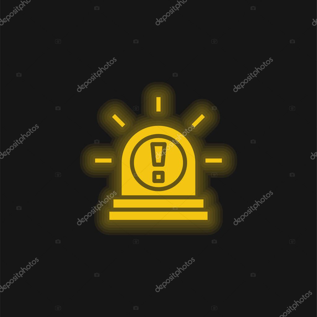 Alert yellow glowing neon icon