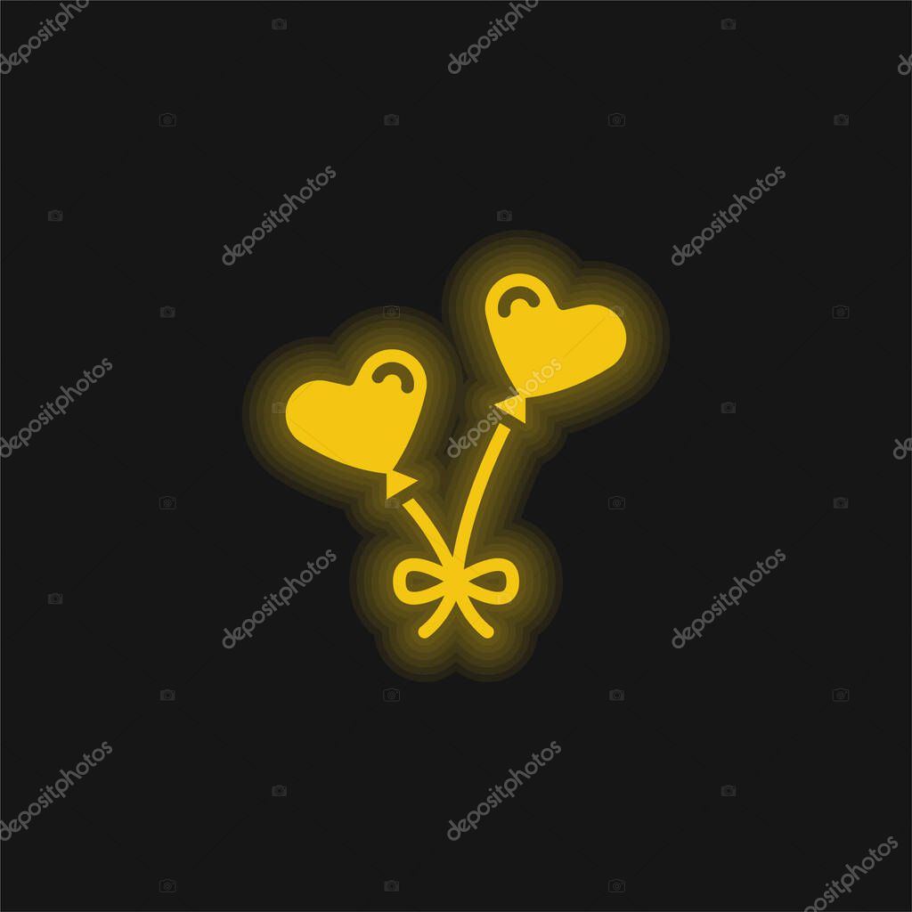 Balloons yellow glowing neon icon
