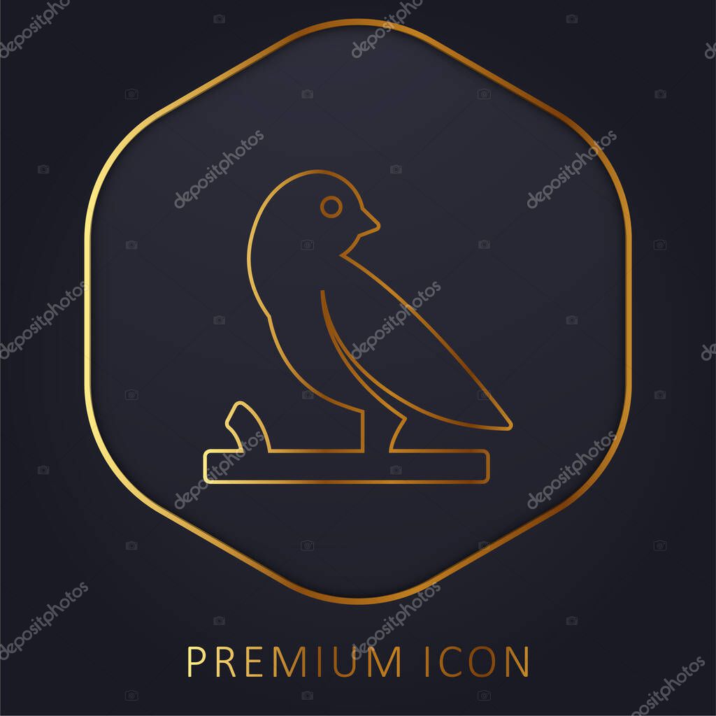 Bird On A Branch golden line premium logo or icon