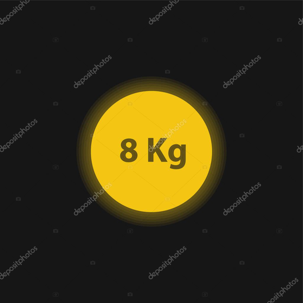 8 Kg Weight For Sports yellow glowing neon icon