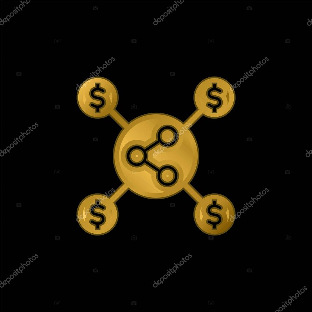 Affiliate Marketing gold plated metalic icon or logo vector