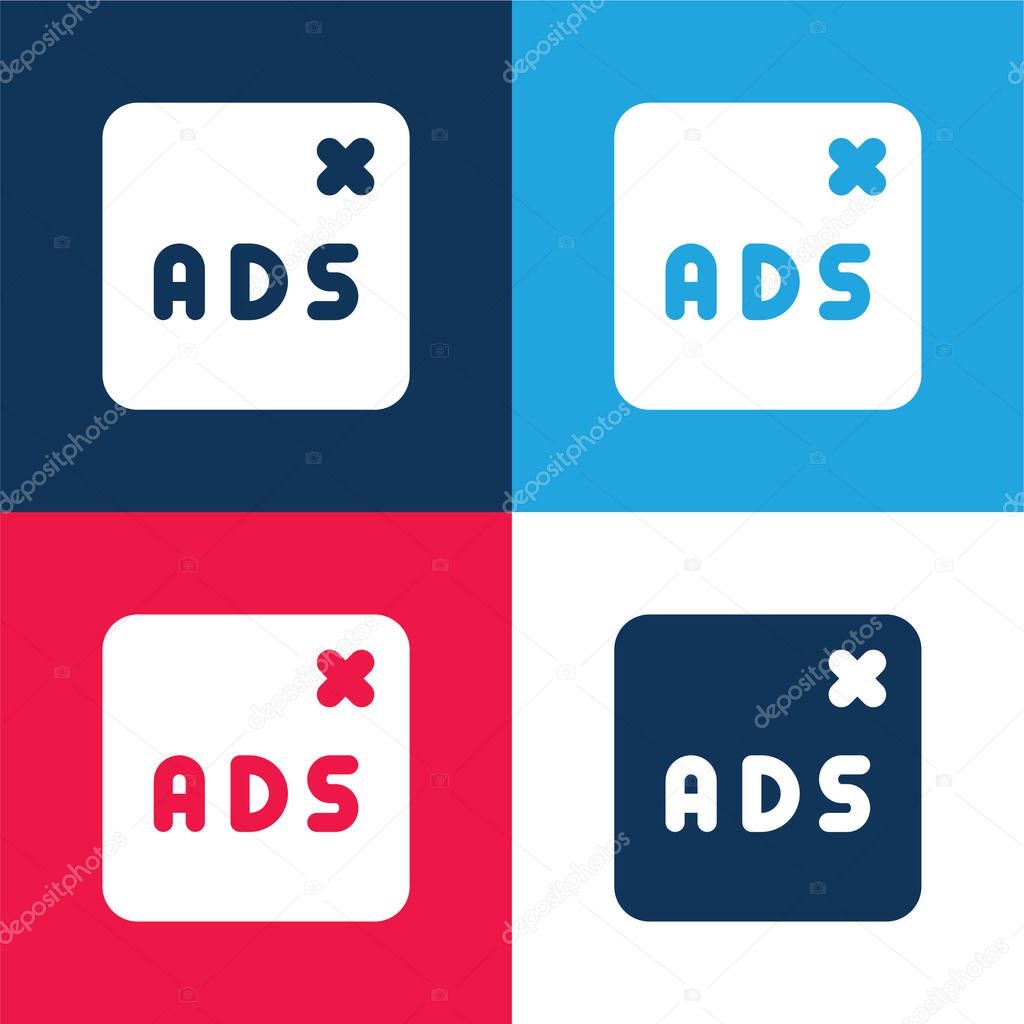 Blocked blue and red four color minimal icon set