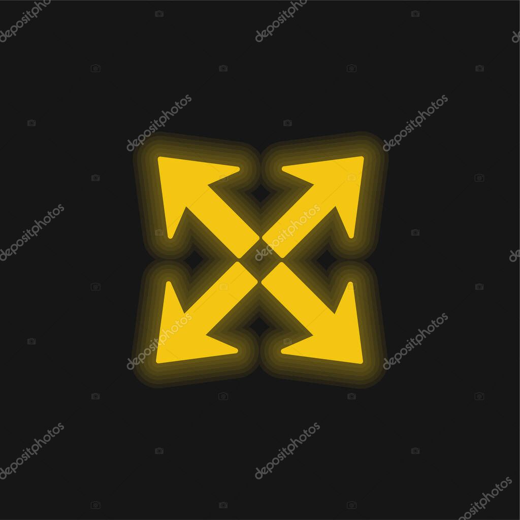 Arrows Group Interface Symbol To Expand yellow glowing neon icon