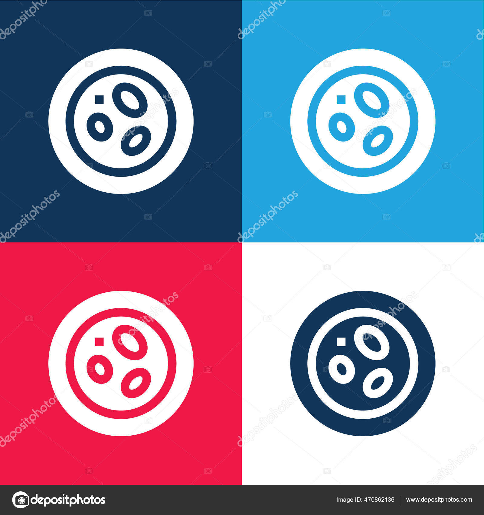 Blood Cells Blue Red Four Color Minimal Icon Set Stock Vector Image by