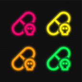 Allergische leuchtende Neon-Vektorsymbole in vier Farben