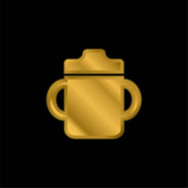 Baby Trinkflasche mit Griff auf beiden Seiten vergoldet metallisches Symbol oder Logo-Vektor
