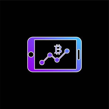 Bitcoin Cep Telefonu Bağlantıları Grafiksel mavi gradyan vektör simgesi