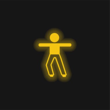 Kollarını uzatan sarı parlak neon ikonu