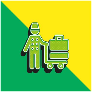 Bellhop Green and yellow modern 3d vector icon logo clipart