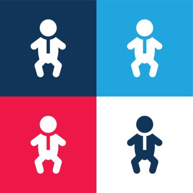 Bebek mavisi ve kırmızı dört renk simgesi seti