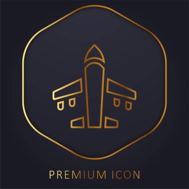 Uçak altın çizgisi prim logosu veya simgesi