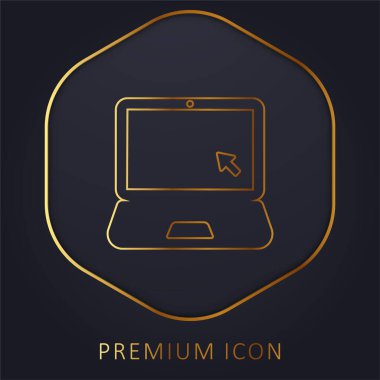 Siyah Laptop altın çizgi prim logosu veya simgesi