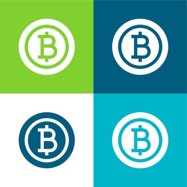 Bitcoin Düz 4 renk minimal simge kümesi