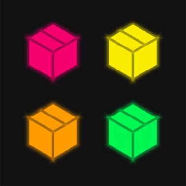 Parlayan dört renkli neon vektör simgesi