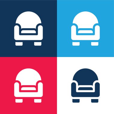 Koltuk mavi ve kırmızı dört renk minimal simgesi