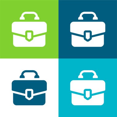 Evrak çantası Düz 4 renk minimal simgesi seti