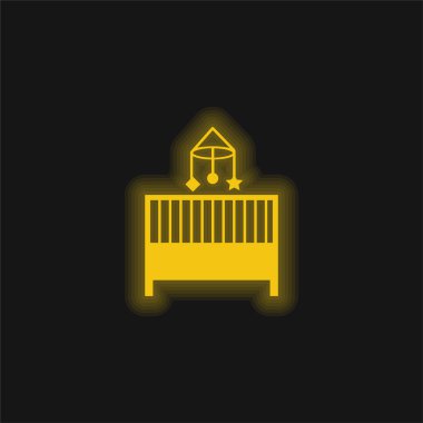 Bebek Beşiği Yatak Odası Mobilya Sarı parlak neon ikonu