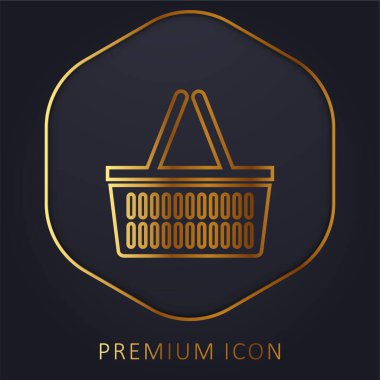 Sepet altın çizgi prim logosu veya simgesi