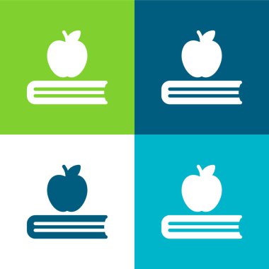 Kitap Düz 4 renk minimal simgesi seti