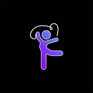 Kurdele mavi gradyan vektör simgesiyle Sanatsal Jimnastikçi Duruşu