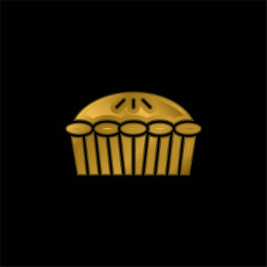 Apple Pie altın kaplama metalik simge veya logo vektörü