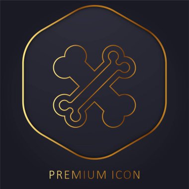 Kemikler altın çizgi prim logosu veya simgesi