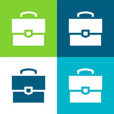 Evrak çantası Düz 4 renk minimal simgesi seti