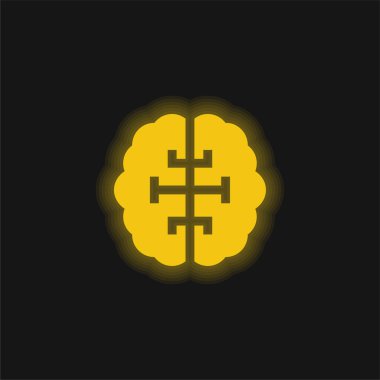 Beyin sarısı parlak neon simgesi