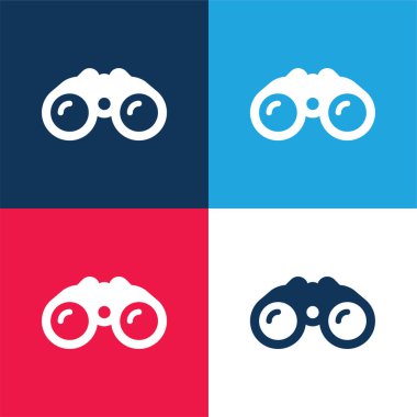 Dürbün mavi ve kırmızı dört renk minimal simge kümesi