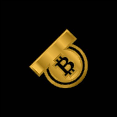 Bitcoin Sembolü Geri Çekilme Seçeneği Altın Kaplama Metal Simgesi veya logo Vektörü