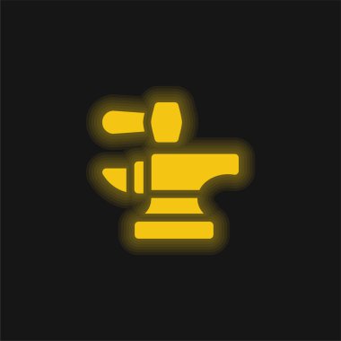 Anvil yellow glowing neon icon clipart