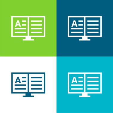 Kitap Düz 4 renk minimal simgesi seti