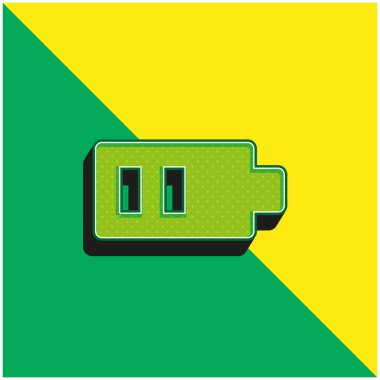 Pil Yeşil ve Sarı modern 3D vektör simgesi logosu