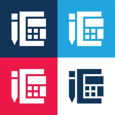 Muhasebe mavi ve kırmızı dört renk en düşük simge kümesi