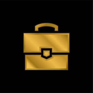 Evrak çantası altın kaplama metalik simge veya logo vektörü